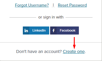 Image of create an account button