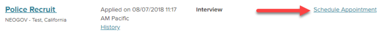 Image of application with a Schedule Exam link