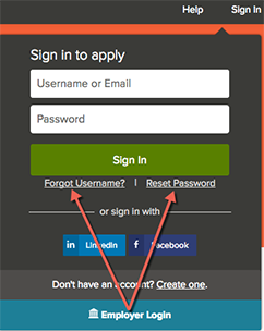 Image of Sign In form with Forgot Username and Reset Password links